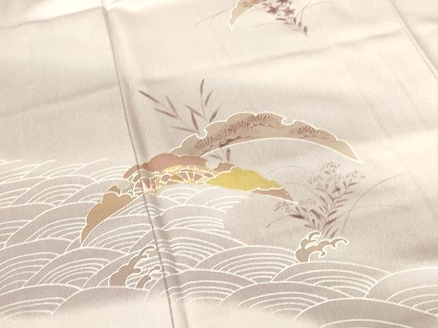 平和屋着物▽訪問着 単衣 刺繍 雪芝花文 暈し染め 金彩 正絹 逸品 DABF3118op