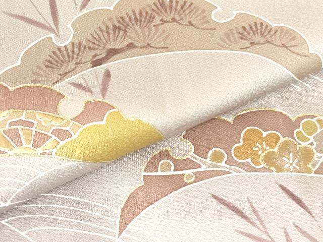 平和屋着物▽訪問着 単衣 刺繍 雪芝花文 暈し染め 金彩 正絹 逸品 DABF3118op