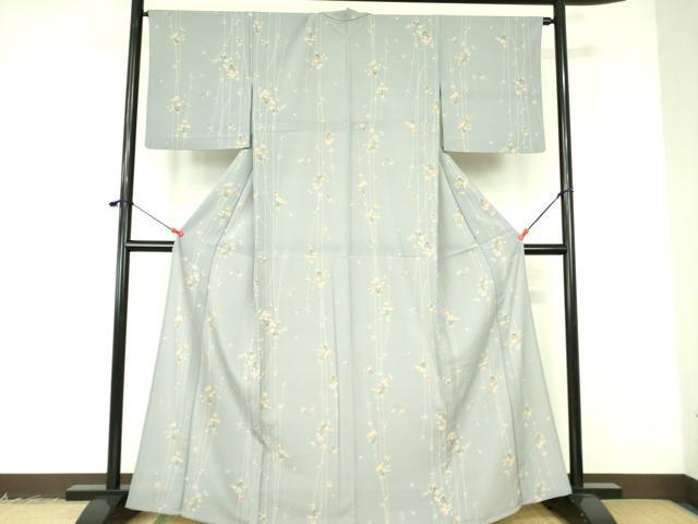 平和屋着物▽小紋 単衣 草花 洗える着物 DABF3124op