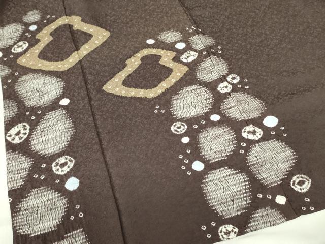 平和屋着物▽訪問着 単衣 杢目絞り 幾何学丸文 正絹 逸品 DABF3127op