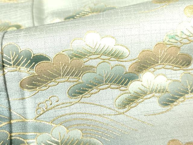 平和屋着物▽訪問着 単衣 刺繍 雪輪花松文 暈し染め 金彩 正絹 逸品 DABF3137op