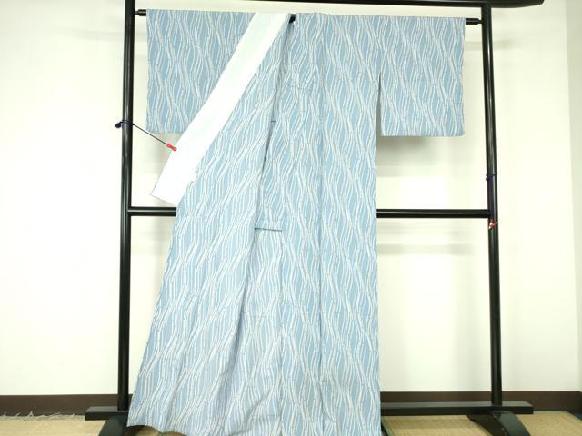 平和屋着物▽小紋 単衣 立涌文 洗える着物 DABF3143op