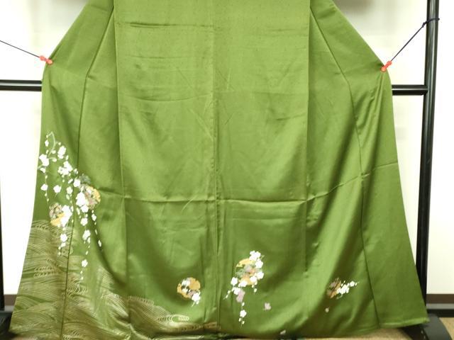 平和屋着物▽訪問着 単衣 枝垂れ梅 雪輪花文 金彩 正絹 逸品 DABF3167op