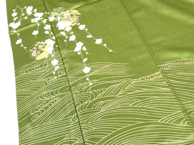 平和屋着物▽訪問着 単衣 枝垂れ梅 雪輪花文 金彩 正絹 逸品 DABF3167op