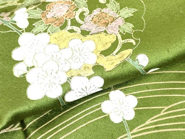 平和屋着物▽訪問着 単衣 枝垂れ梅 雪輪花文 金彩 正絹 逸品 DABF3167op