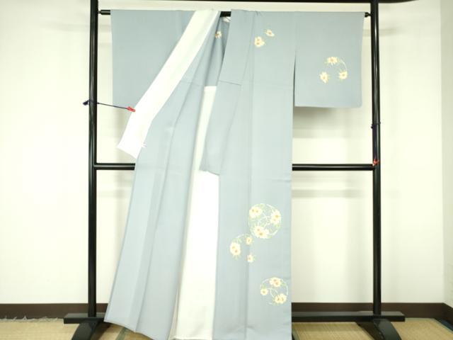 平和屋着物▽訪問着 単衣 菊 金彩 正絹 逸品 DABF3170op