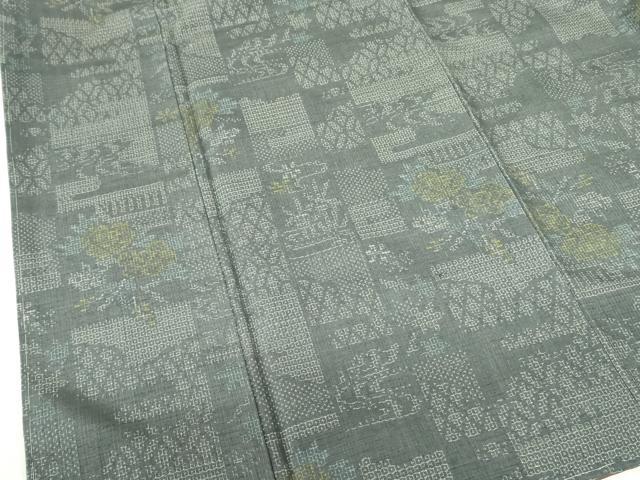 平和屋着物●結城紬 80亀甲 流水花文 正絹 逸品 未使用 DABF3177op
