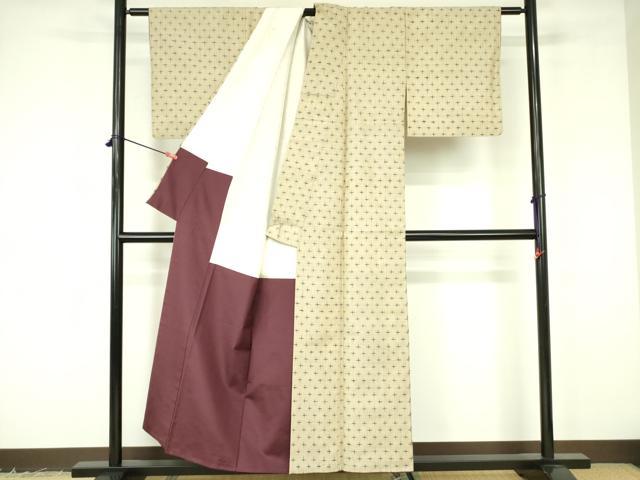 平和屋着物●上質な紬 十字絣 正絹 逸品 DABF3181op