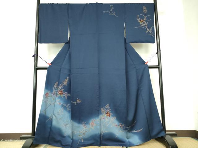 平和屋着物●訪問着 刺繍 草花 暈し染め 金彩 正絹 逸品 DABF3189op