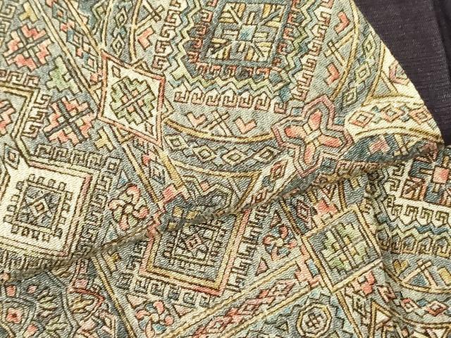 平和屋着物●色留訪問着 紬地 抽象花文 切嵌 正絹 逸品 DABF3190op