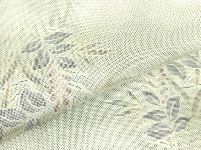 平和屋着物●本場大島紬 白大島 9マルキ 草花 正絹 逸品 未使用 DABF3194op