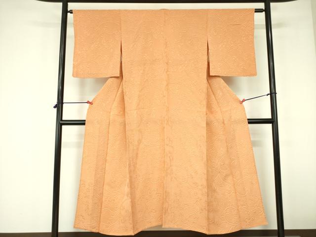 平和屋着物▼上質な小紋 単衣 地紋起こし 枝花文 正絹 逸品 DABF3208op