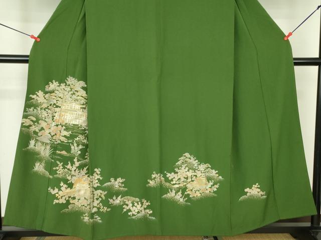 平和屋着物▼豪華色留袖 螺鈿 風景花松文 金彩 正絹 逸品 DABF3218op