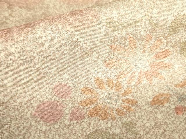 平和屋着物▼上質な小紋 地紋起こし 雲取草花文 正絹 逸品 DABF3237op