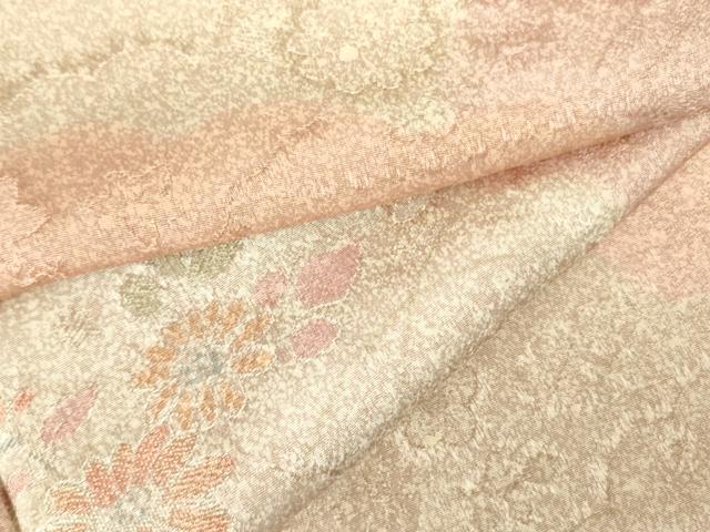 平和屋着物▼上質な小紋 地紋起こし 雲取草花文 正絹 逸品 DABF3237op