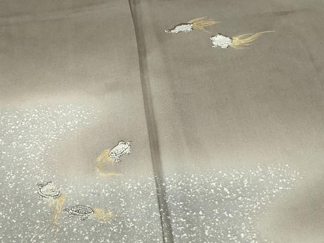 平和屋着物▼訪問着 亀 カメ 暈し染め 金彩 正絹 逸品 DABF3239op