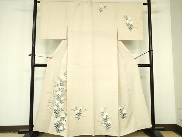 平和屋着物▼訪問着 手描き 桔梗 正絹 逸品 DABF3242op