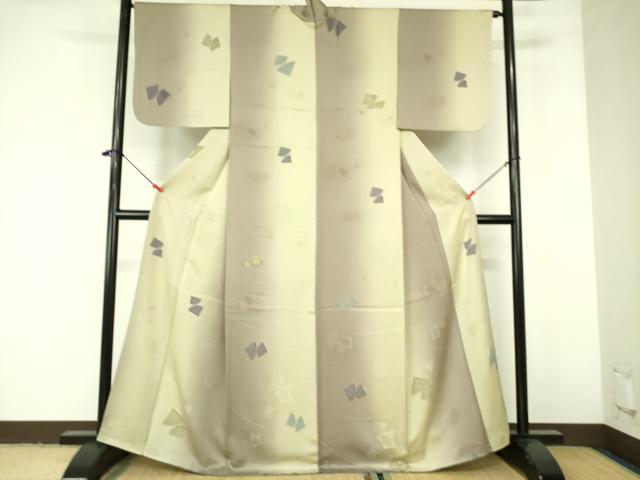 平和屋着物▼上質な小紋 地紋起こし 舞蝶文 暈し染め 正絹 逸品 DABF3247op