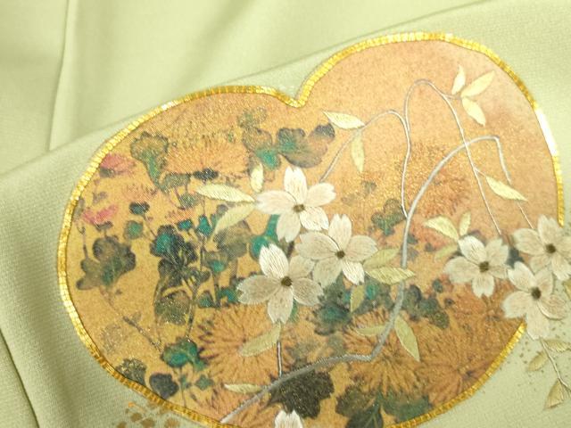 平和屋着物▼訪問着 駒刺繍 流水花文 枝垂れ桜 暈し染め 金彩 やまと誂製 正絹 逸品 DABF3254op