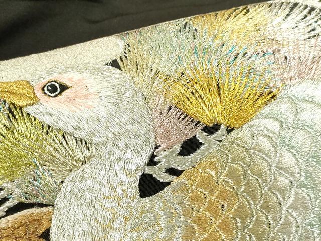 平和屋着物▼豪華黒留袖 総刺繍 尾長鳥 松葉文 金銀糸 正絹 逸品 DABF3275op