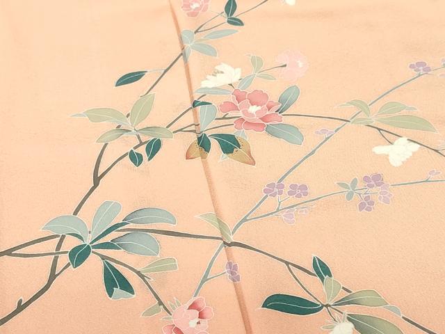 平和屋着物▽訪問着 単衣 友禅 草花 暈し染め 正絹 逸品 DABF3282op