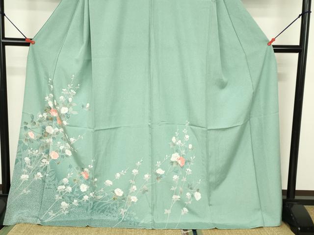 平和屋着物▽訪問着 単衣 友禅 草花 ロング丈 正絹 逸品 DABF3283op