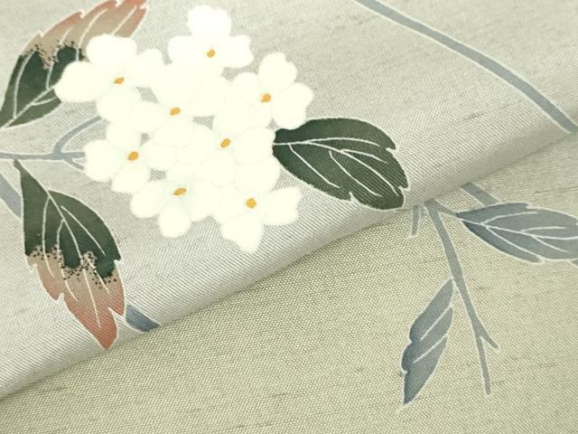 平和屋着物▽十日町友禅作家 越村幸雪 訪問着 単衣 白山紬 枝花文 暈し染め 正絹 逸品 DABF3284op