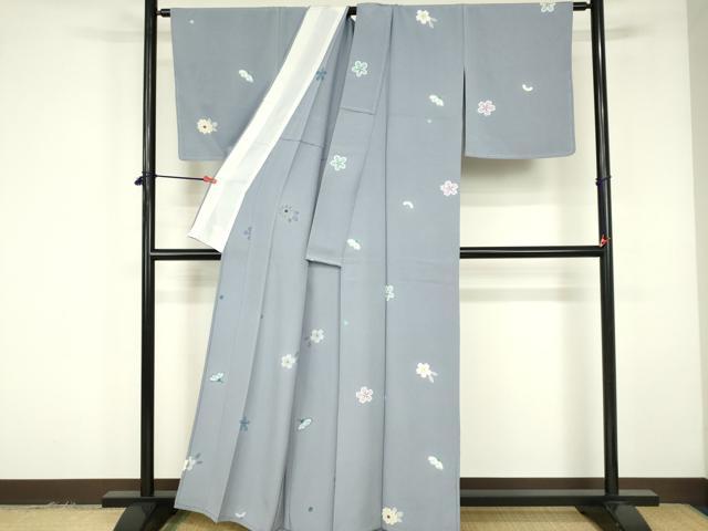 平和屋着物▽上質な小紋 単衣 舞桜 金彩 正絹 逸品 DABF3286op