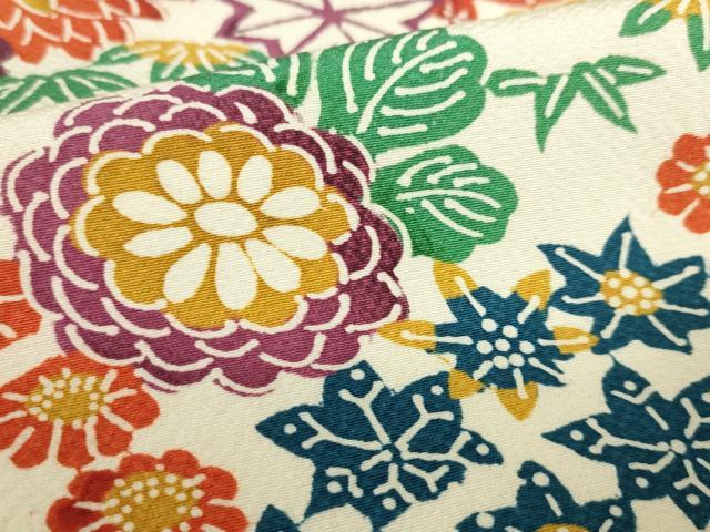 平和屋着物▽訪問着 単衣 型染 菊 枝梅 正絹 逸品 DABF3287op