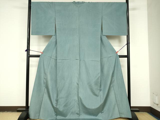 平和屋着物▽上質な紬 単衣 港鼠色 正絹 逸品 DABF3288op