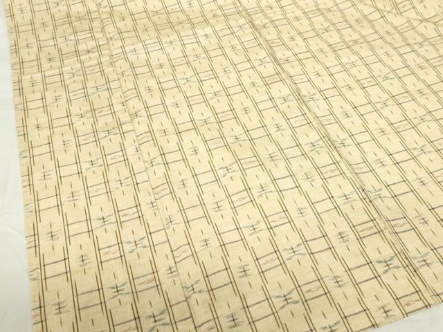 平和屋着物▽上質な紬 単衣 絣文様 正絹 逸品 DABF3290op