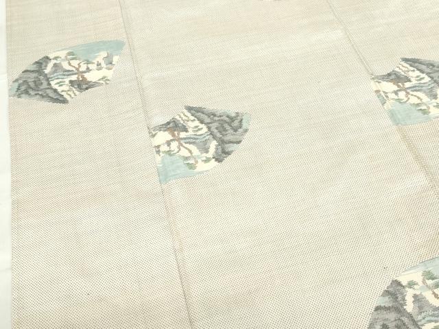 平和屋着物▽本場大島紬 白大島 単衣 7マルキ 総絣 地紙風景文 正絹 逸品 DABF3293op