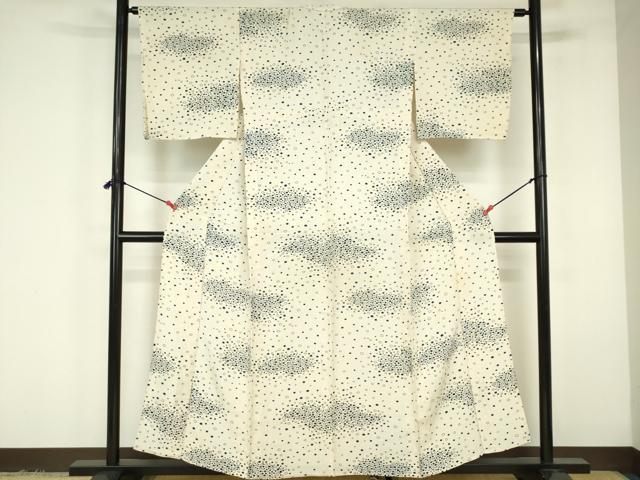 平和屋着物▽上質な小紋 単衣 丸文 正絹 逸品 DABF3299op