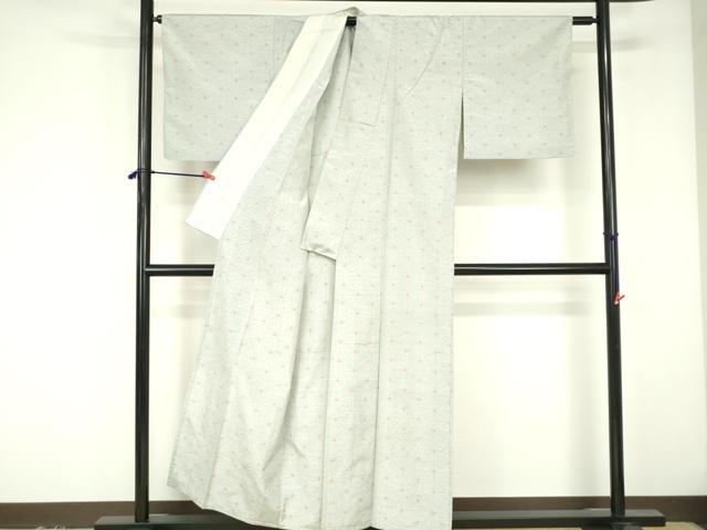 平和屋着物▽上質な紬 単衣 麻の葉 正絹 逸品 DABF3302op