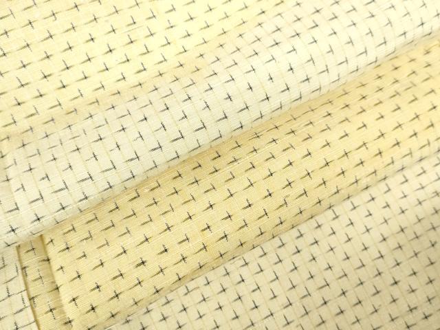 平和屋着物▽上質な紬 単衣 十字絣 正絹 逸品 DABF3306op