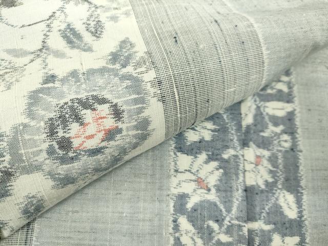 平和屋着物▽小千谷紬 単衣 花間道 正絹 逸品 DABF3309op
