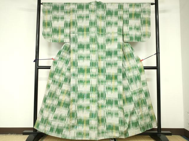 平和屋着物▽上質な紬 単衣 変わり横段文 正絹 逸品 DABF3311op