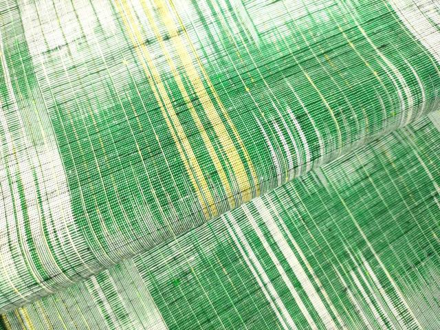 平和屋着物▽上質な紬 単衣 変わり横段文 正絹 逸品 DABF3311op