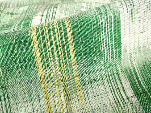 平和屋着物▽上質な紬 単衣 変わり横段文 正絹 逸品 DABF3311op