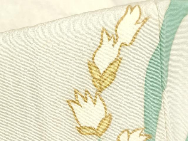 平和屋着物▽訪問着 単衣 草花 金彩 正絹 逸品 DABF3314op
