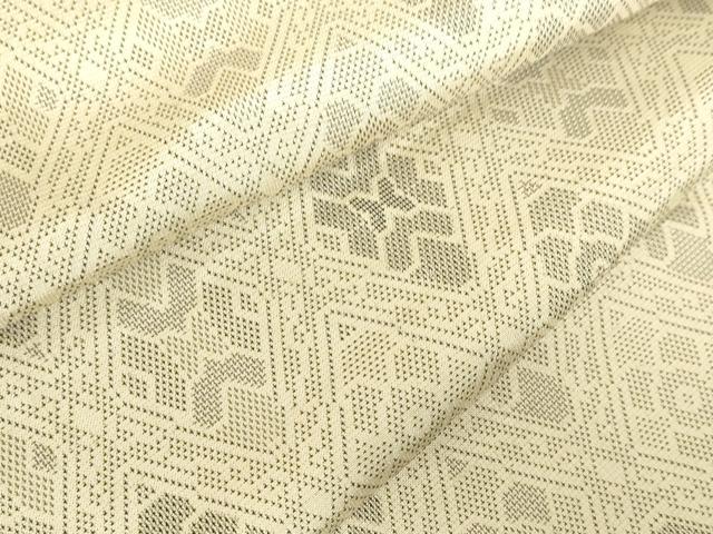 平和屋着物▽上質な紬 単衣 幾何学文様 正絹 逸品 DABF3319op