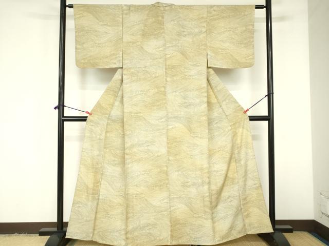 平和屋着物▽上質な小紋 単衣 流水文 暈し染め 正絹 逸品 DABF3322op