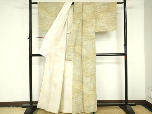 平和屋着物▽上質な小紋 単衣 流水文 暈し染め 正絹 逸品 DABF3322op