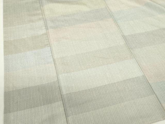 平和屋着物▽上質なお召 単衣 横段文 正絹 逸品 DABF3323op
