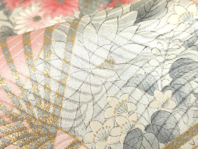 平和屋着物▽上質な小紋 単衣 扇面花文 暈し染め 金彩 正絹 逸品 DABF3328op