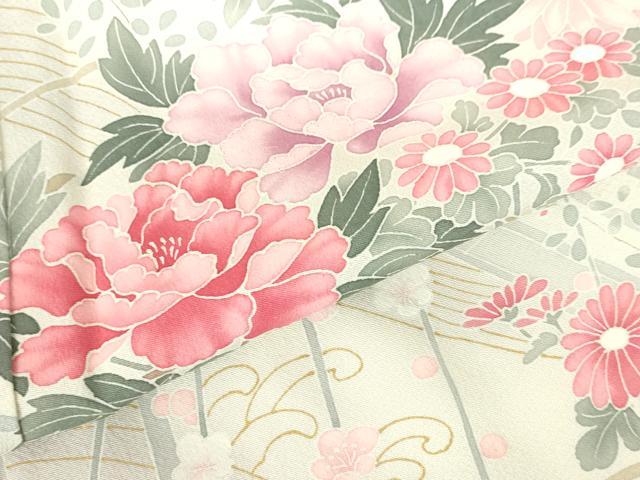 平和屋着物▽訪問着 単衣 花籠文 暈し染め 正絹 逸品 DABF3332op