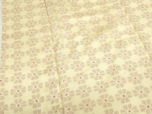 平和屋着物▽上質な紬 単衣 花尽くし 正絹 逸品 DABF3337op