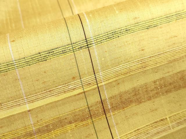 平和屋着物▽上質な紬 単衣 横段文 正絹 逸品 DABF3338op