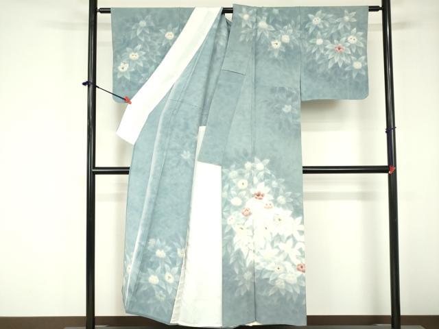 平和屋着物▽訪問着 単衣 草花 暈し染め 金彩 正絹 逸品 DABF3341op
