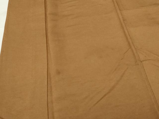平和屋着物▽上質な色無地 単衣 枯茶色 お召縮緬 正絹 逸品 DABF3342op